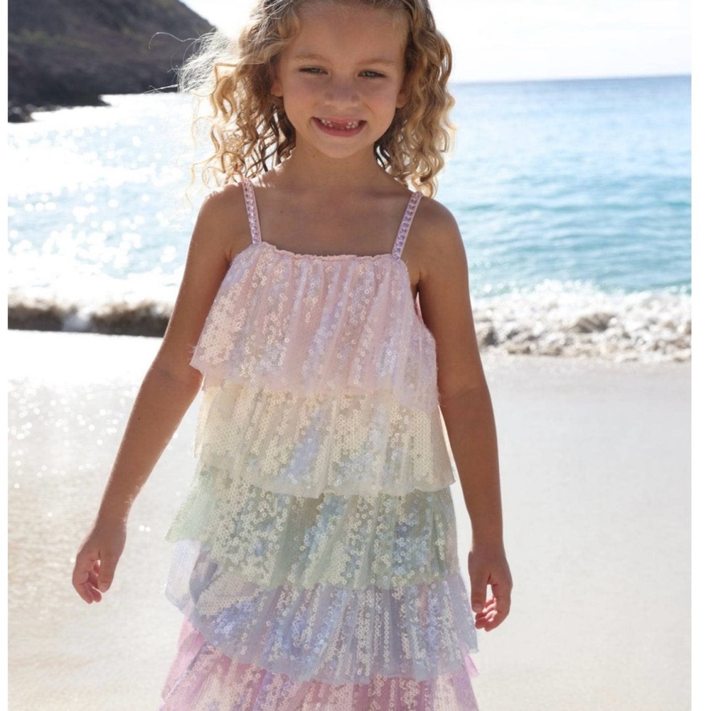 Lola and The Boys Pastel Layered Sequin Dress